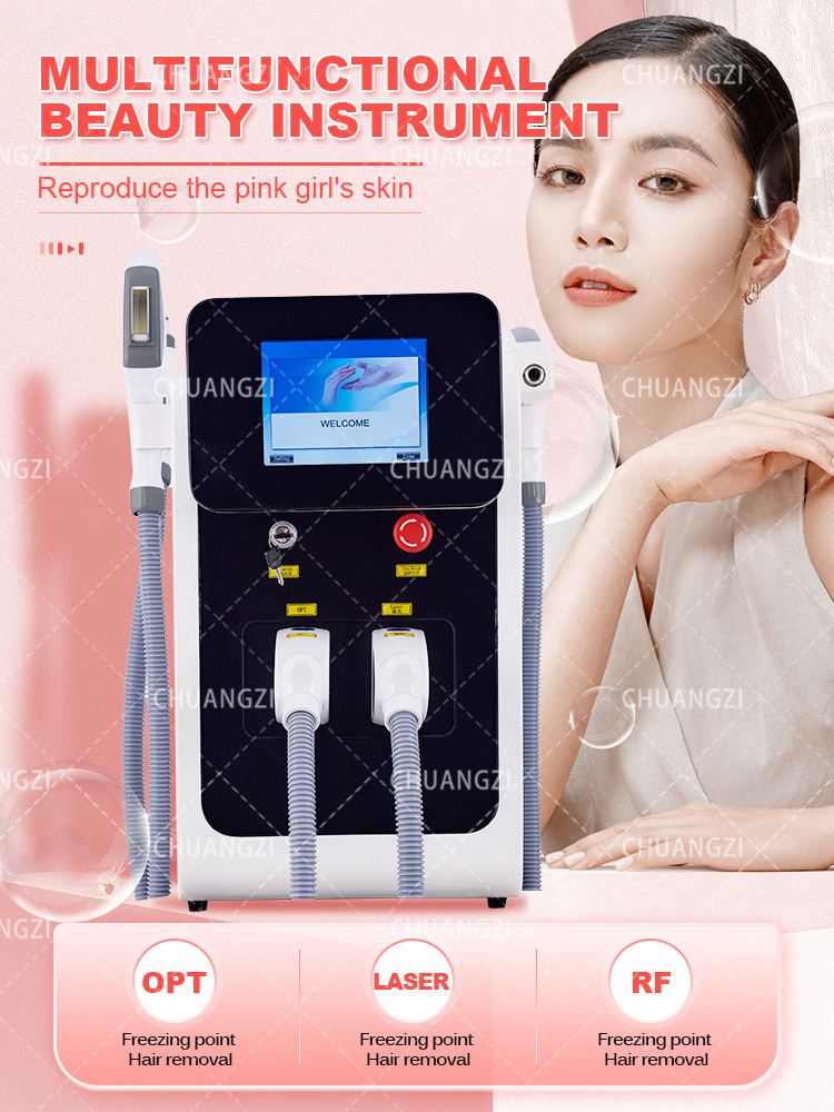 

Home Beauty Instrument Portable 2000W 3in1 Laser Machine OPT IPL Hair Removal Beauty Machine Tattoo Repair Red Blood Streak Skin Lifting Device Epilator For Salon