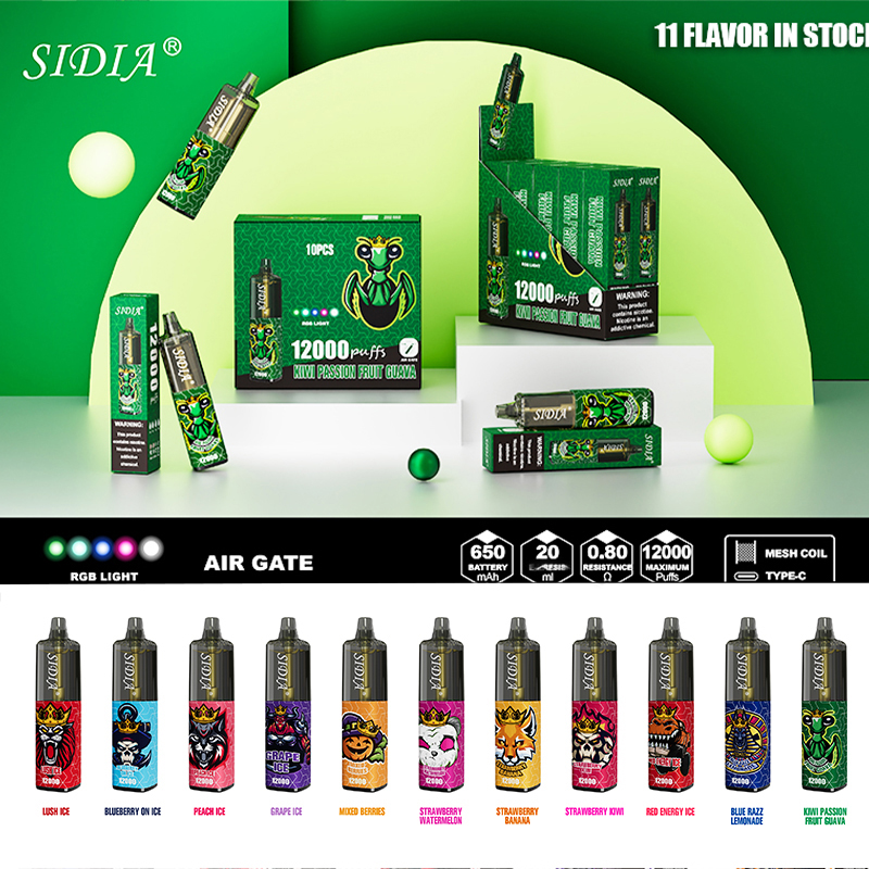 

Original SIDIA VAPME KING 12000 Puffs Disposable E-cigarettes 650 mAh Rechargeable Battery Airflow Control Mesh Coil 20ml Prefilled Pod 12K Big Vapor Kit 12 colors