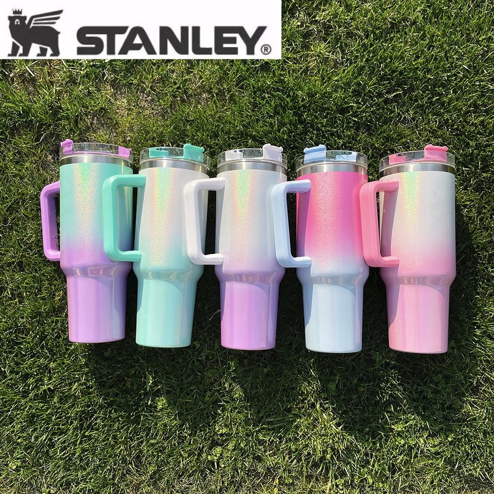 

With Logo Stanley 40oz Mugs Tumbler With Handle Insulated Gradient GlitterTumblers Lids Straw Stainless Steel Coffee Termos Cup 0420, As picture