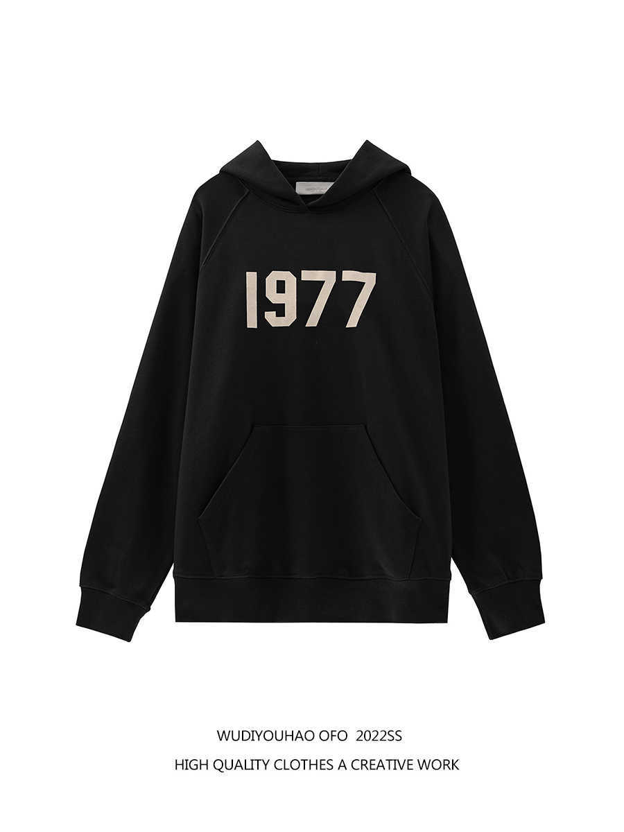 

Ess Hoodie Sweatshirts Designer Clothing Fears of God Season 8 Main Line 1977 Digital Flocking Printing Hooded Pullover Sweater for Mens Womens Us Fog, Shipping fee