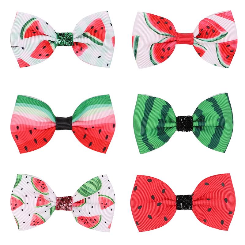 

Baby Watermelon Printed Bow Hair Clips Girls Ribbon Bowknot Hairpins Barrettes Kids Bangs Headwear Hair Accessories, Mixed color