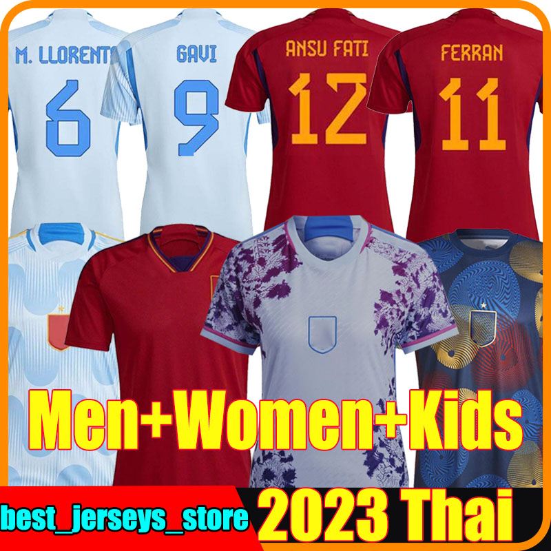 

22/23 spain women soccer jerseys Espana ANSU FATI ASENSIO MORATA FERRAN KOKE GAVI C.SOLER RAMOS 2022 World Cup 2023 football shirts men kids kit pre-match uniform, 23-24 away
