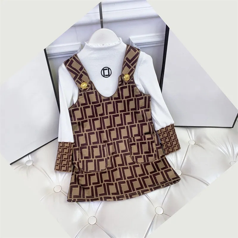 

Clothing Sets Designer Baby Girls Children Long Sleeve White T-shirt Classic Brand Clothes Spring Kids Spring Dress Set Luxury Letter Clothes, As pic