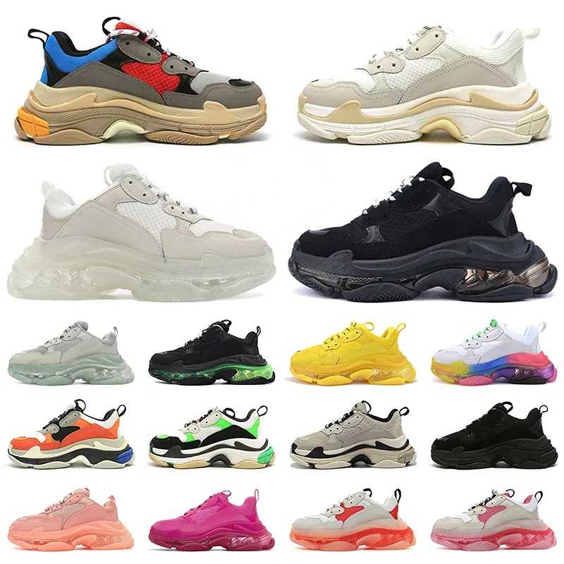 

casual shoes triple s sneaker luxury designer men women black white blue red green yellow bred mens platform trainer, # 10