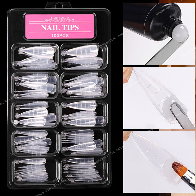 Faux ongles sculptés à couverture complète, extensions de vernis à doigts, moule de construction rapide, ensemble d'outils de manucure, Nail ArtF