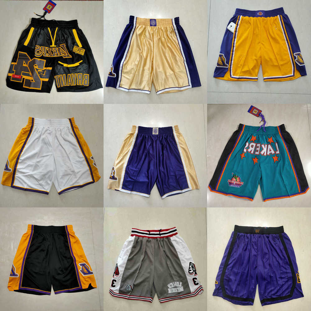 

Los Angeles''Lakers''men Throwback Basketball Shorts pocket red black, Color