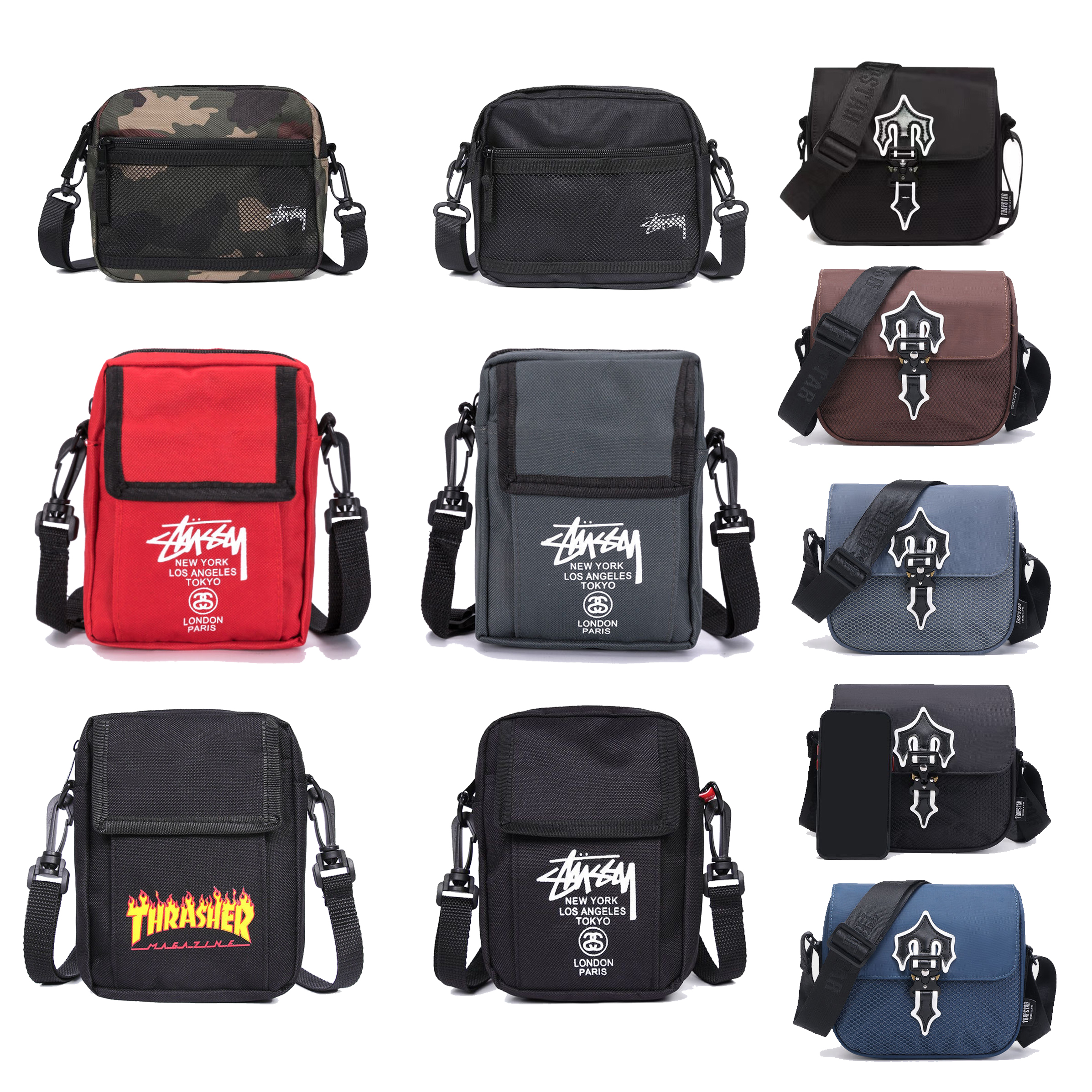 

Woman Hip hop stussys Crossbody Trapstar Bag womens canvas nylon Trapstars Rapper messenger bags Luxury tote handbag Designer fashionable Shoulder clutch net Bag, Customize