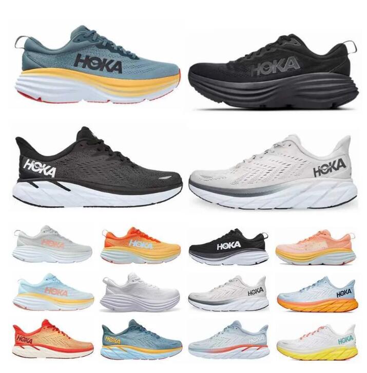 

2023 designer casual shoes HOKA ONE Bondi Clifton 8 Carbon x 2 mens sneaker triple black white Amber Yellow Nimbus Cloud floral Goblin Blue luxury men women sneakers, 20