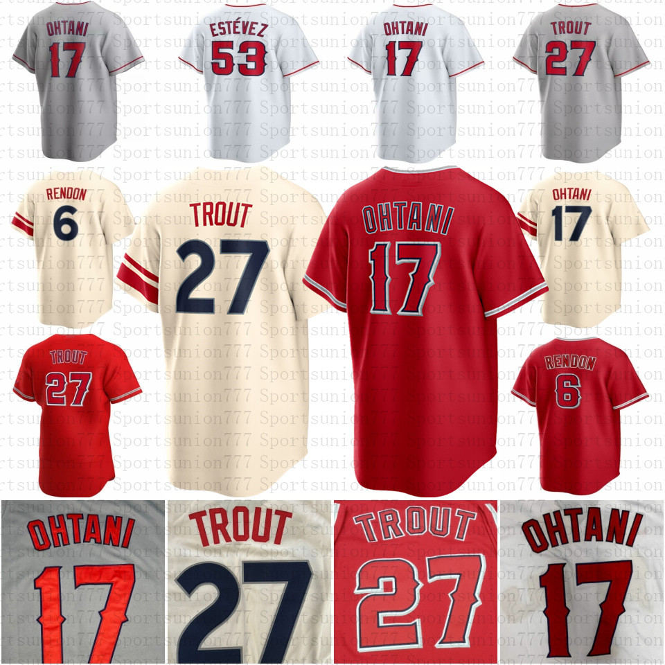 

27 Mike Trout 17 Shohei Ohtani Custom Baseball Jerseys Anthony Rendon Noah Syndergaard Jack Mayfield Luis Rengifo Taylor Ward Mike Mayers Aaron Loup Ryan Tepera, Mens