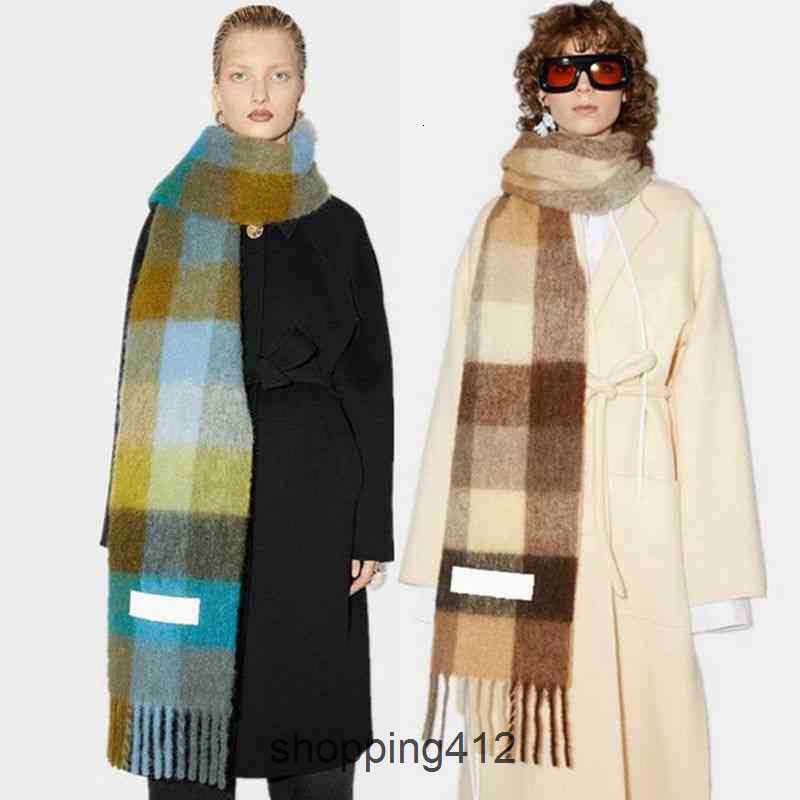

2023 Thickened Plaid Women's Shawl Acness Warm Wrap Pashmina Blanket Cashmere Europe Autumn and Winter Scarf