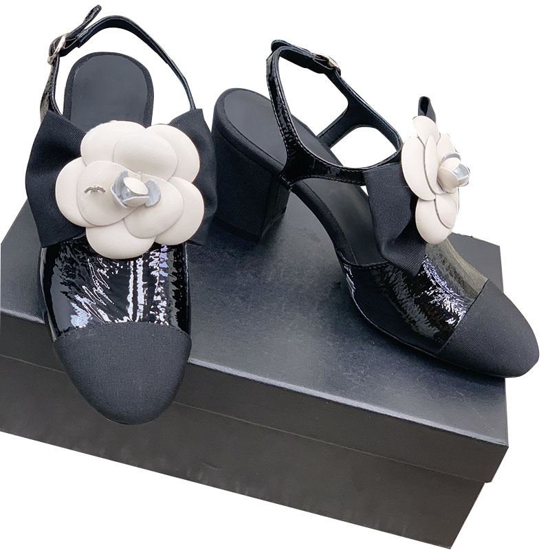 

Womens Cowhide Sandals With Chunky Heel Height 2cm/7cm Slingbacks Dress Shoes Ladies Adjustable Ankle Buckle Wedding Shoes Round Toes Slippers Girls For Party, Shoes box