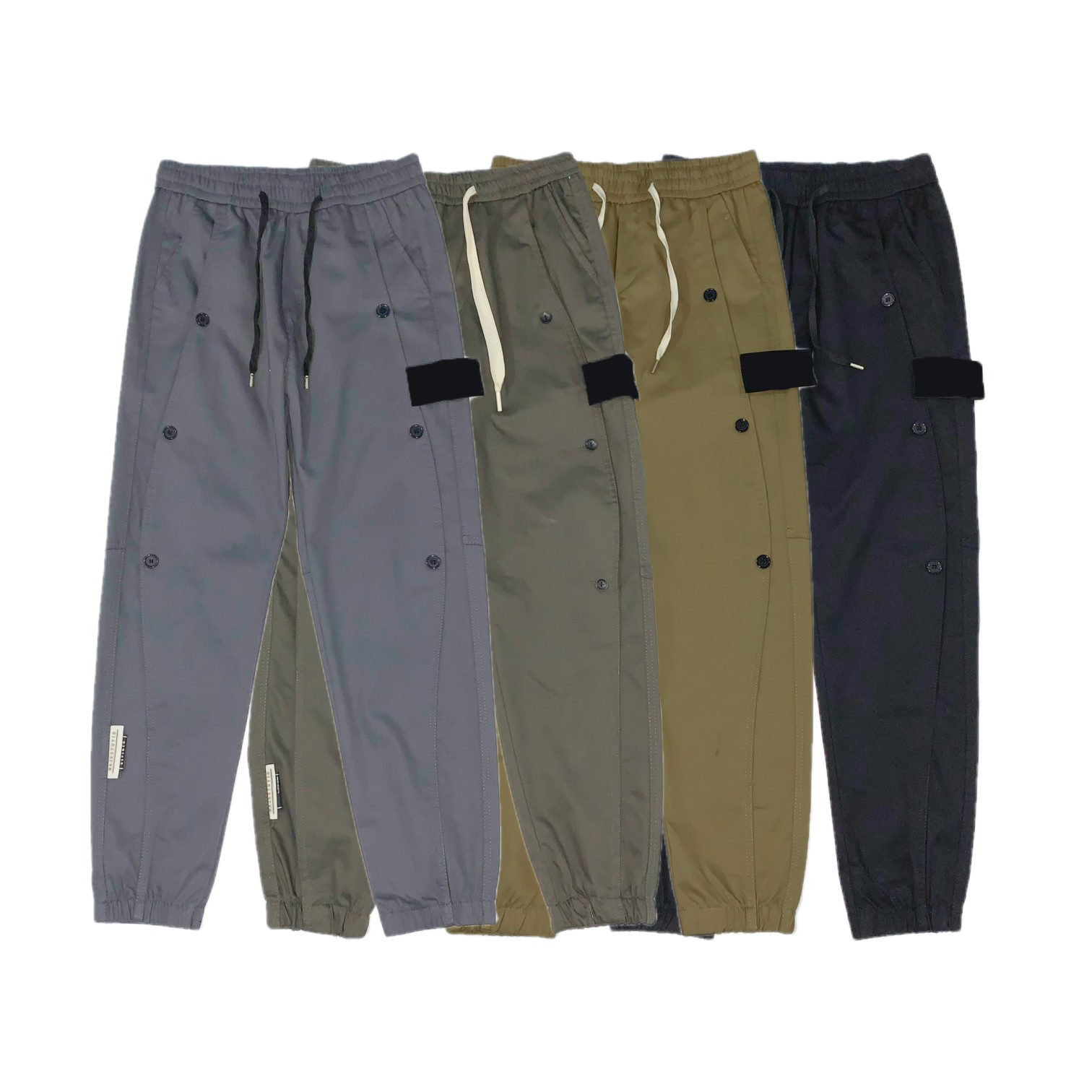 

2023 men pants hip hop luxury work trousers cotton version multi-button design triangle decoration Letter pattern clear three-dimensional high density pant, Color 4