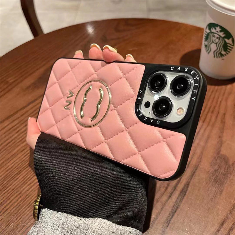 

IPhone 14 13 Pro Designer Leather Phone CasesDesigners Leathers Print Cover Luxury Letter C Mobile Full Coverage Protection Case, Black