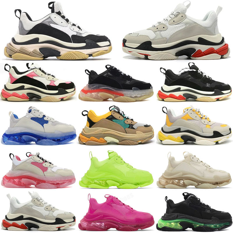 Designer Shoes triple s Men Women Platform Sneakers Clear Sole Black White Grey Red Pink blue Royal Neon Green mens trainers Tennis-image-921556451