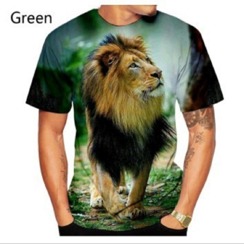 

Summer T Shirts Mens Fashion 3D Animal Printing Tshirt Men Loose Casual Graphic Lion Pattern Street Tees Youth Hip Hop Plus Size Tops, Color1