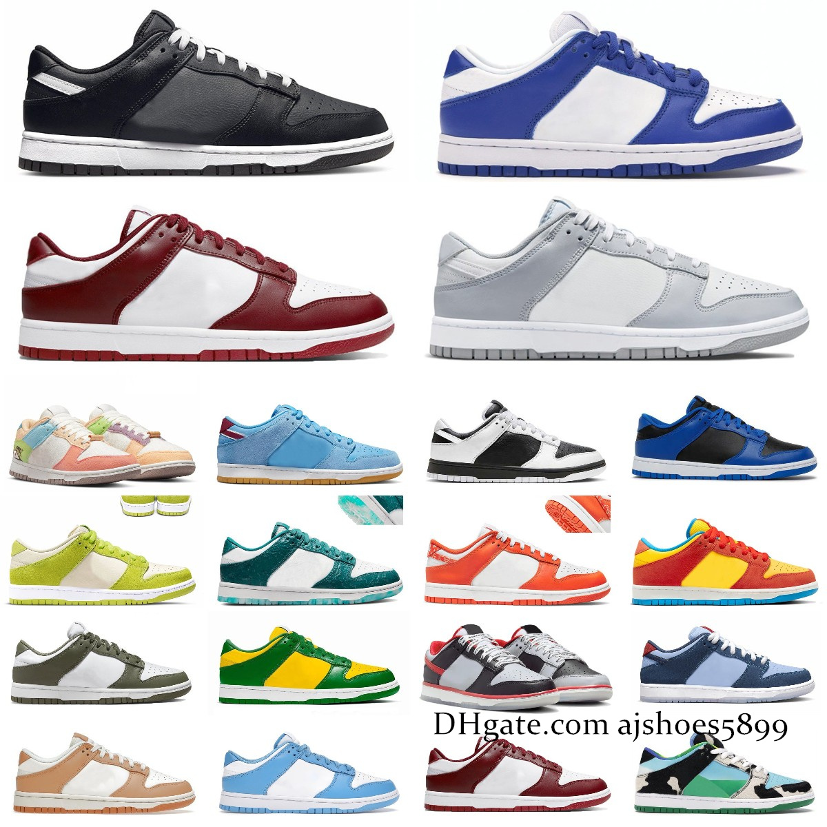 

retro Men Women Running shoes Dunks SB Panda UNC Low Shoes Black White Grey Fog Triple Pink Chunky University Blue Red Michigan Lows non-slip Fashion Trainers Sneakers, Box