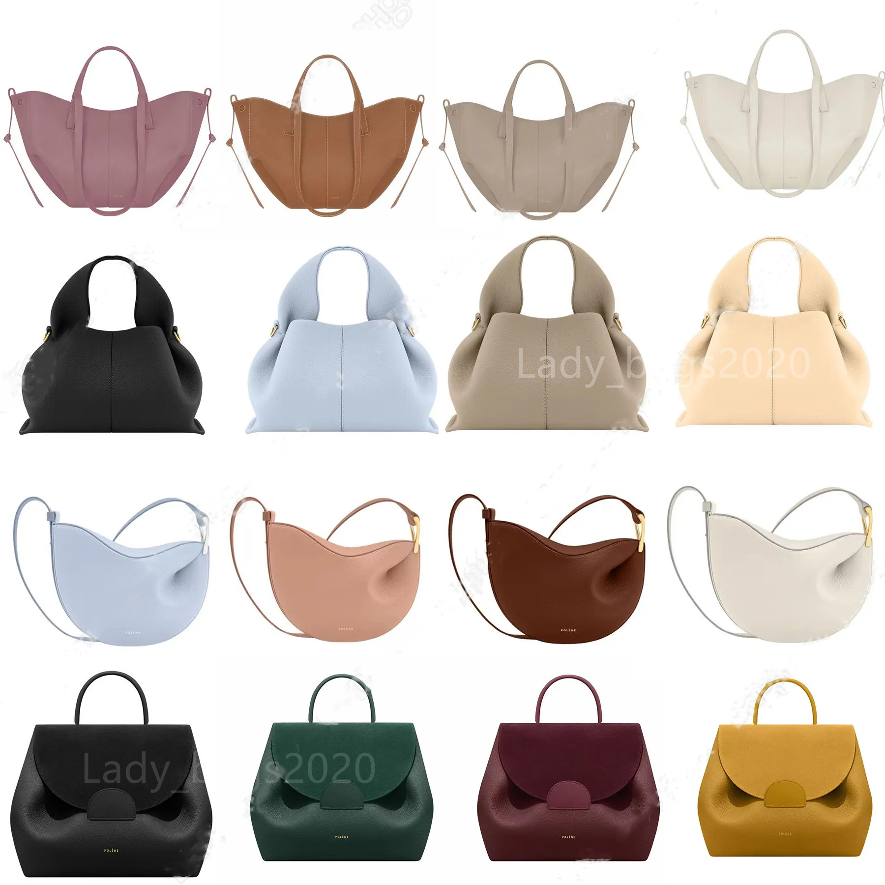 

Polene Paris Numero Dix Half-moon Bag 5A Full-Grain Tonca Textured Suede Calf Leather Tote Luxury Designer Crossbody Women Hobo Handbags Mini Shoulder Purse, As pic 1