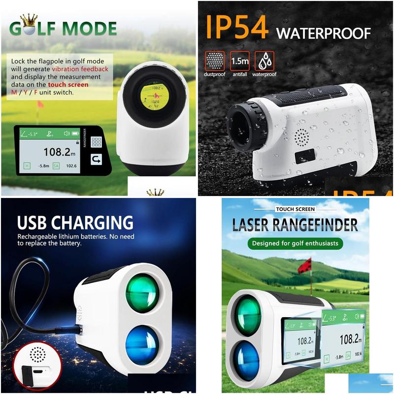 Golf Training Aids Sport Rangefinder Hunting Range Finder Rechargeable Press Screen Distance Measuring With Flag-Lock 600M