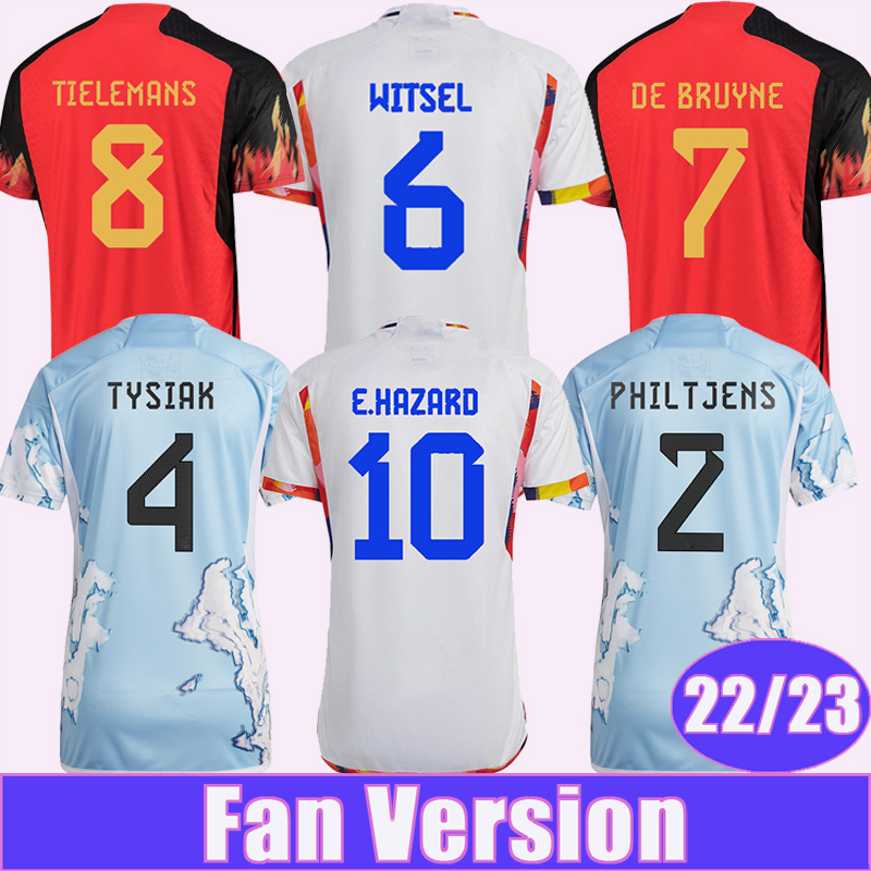 

22 23 MERTENS Mens Soccer Jerseys National Team E. HAZARD ALDERWEIRELD DE BRUYNE WITSEL Home Away Football Shirts Short Sleeve Uniforms, Qm10680 22 23 away no patch
