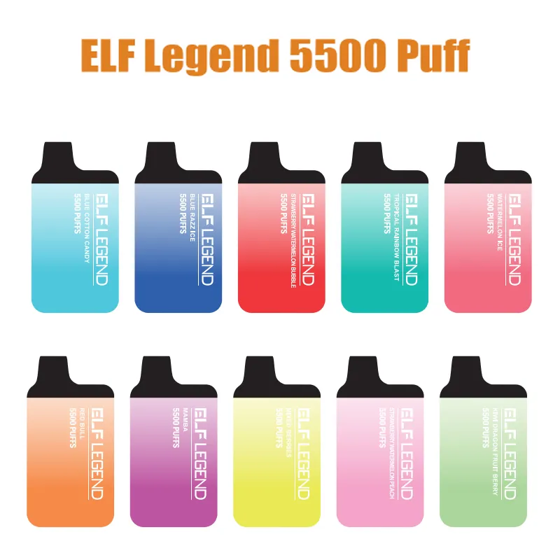 

ELF Legend Puff 5500 Puff Electronic Cigarettes 13ml disposable Vape 650mah vaper Rechargeable Battery 13ml Pre-filled pods desechables Mesh Coil Original