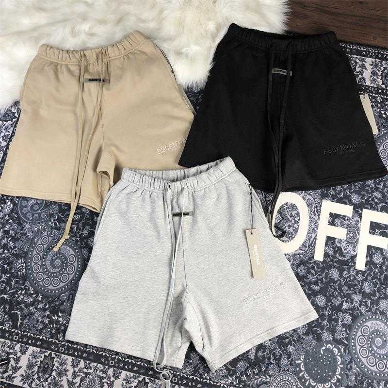 

Ess Designer Short Fashion Casual Clothing Fears of God Reflective Letter Essen Printed Cotton Shorts Loose Straight Leg Tide Fog Sportswear Streetwear 23ss, Khaki
