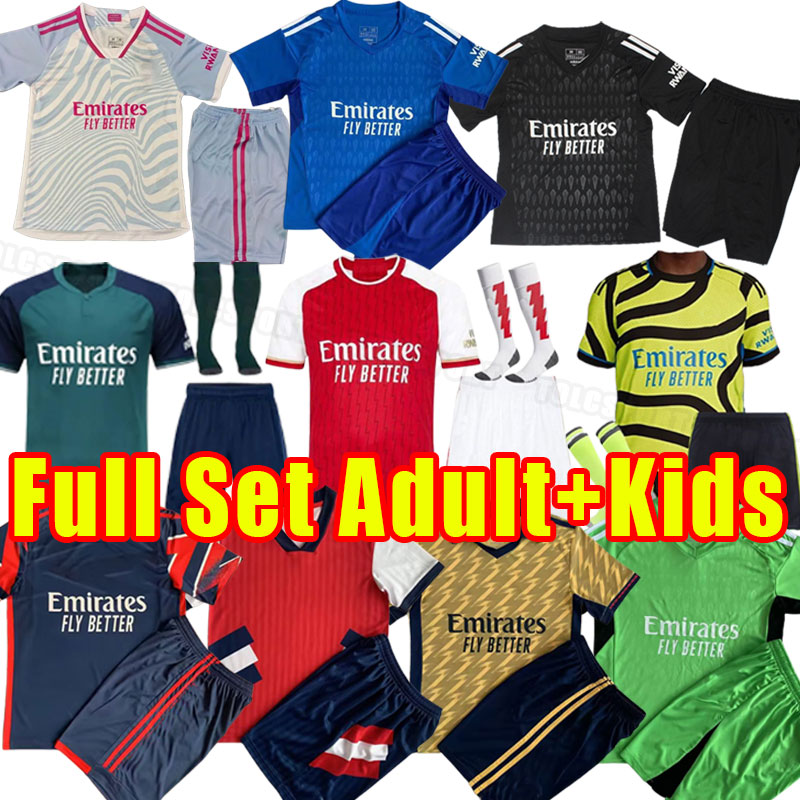 Arsen Gunners G.JESUS Soccer Jerseys 23 24 Smith Rowe PEPE SAKA Odegaard Thomas Martinelli Tierney 2023 2024 Ensemble complet de chaussettes Gard