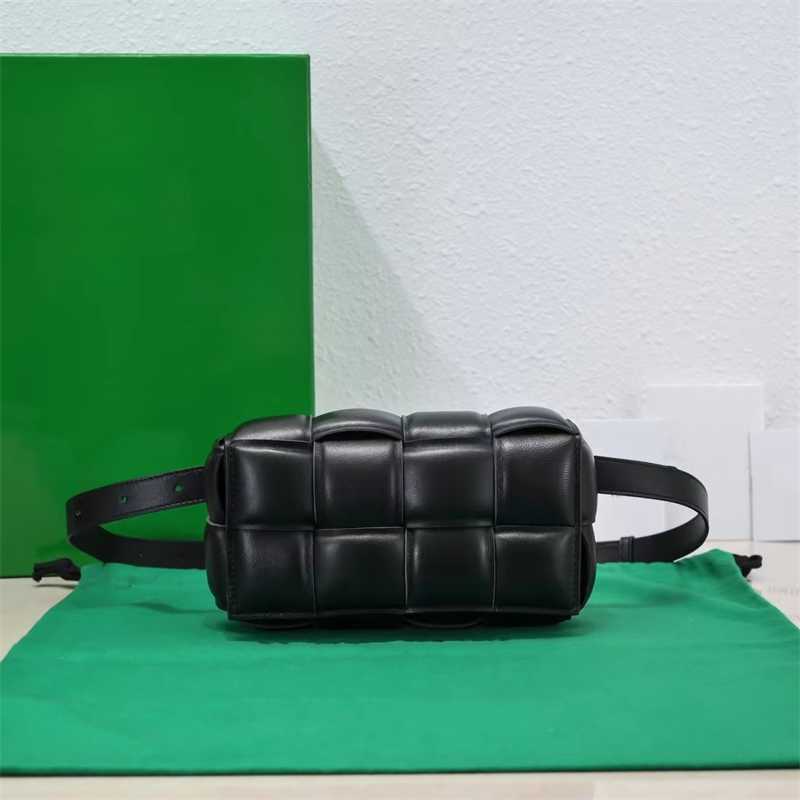 

Luxurys Venetas Bag bottegas 2023 Padded Cassette Waistpack Sheepskin Woven Pillow Bag Single Shoulder Crossbody Leather Women's Bag Small, Black6