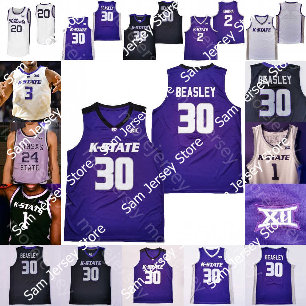

Kansas State Wildcats Basketball Jersey NCAA College Keyontae Johnson Markquis Nowell Nae'Qwan Tomlin Beasley Desi Sills N'Guessan Carter Massoud Iyiola Greene, Black i