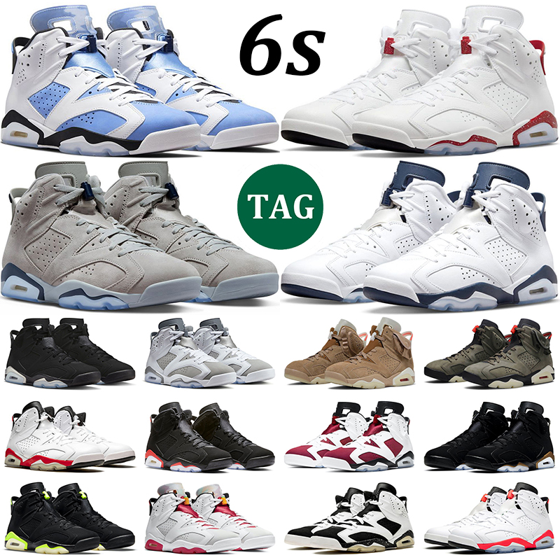 

men basketball shoes jumpman 6 UNC 6s Cool Grey Red Oreo Georgetown Midnight Navy Electric Green Oreo Black Cat mens athletic sports sneakers
