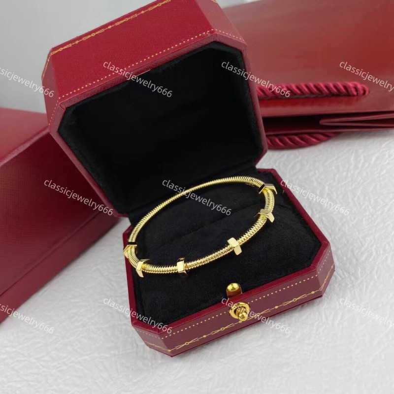 

Luxury Women's Designer Screw Bracelet Classic Bracelet Luxury 18K Gold Brand Jewelry 316 Stainless Steel Band Box