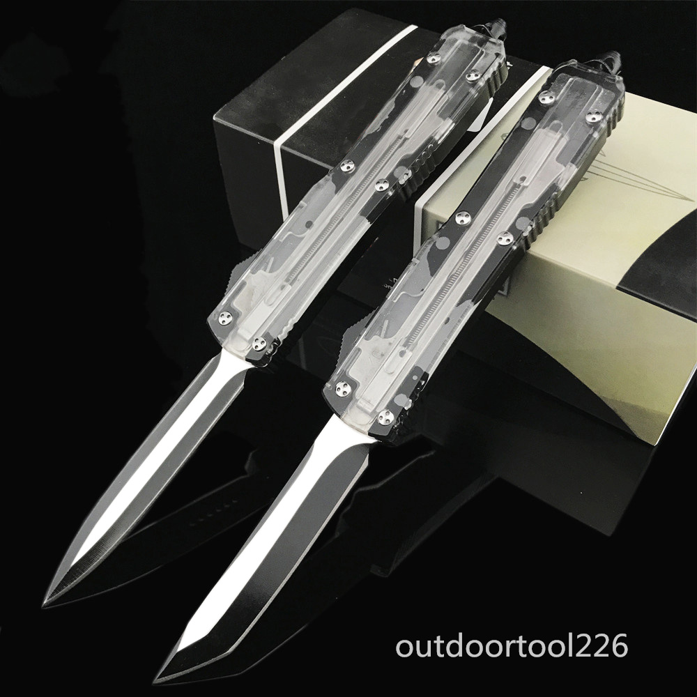 

Ultratech Clear Top Scale Tactical Automatic Knife Outdoor Military Combat Knives Double Action EDC UT88 AUTO Knife