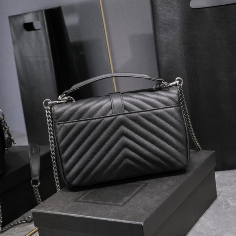 

Designer woman bag handbag with box shoulder bags genuien leather fashion purse tote cross body lady bags, Black-gold