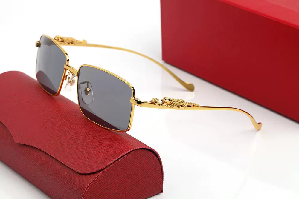 

Designer sunglasses mens carti sunglasses women eyeglasses leopard head composite metal rimless optical frame adumbral luxury brand fashion square sunglasses