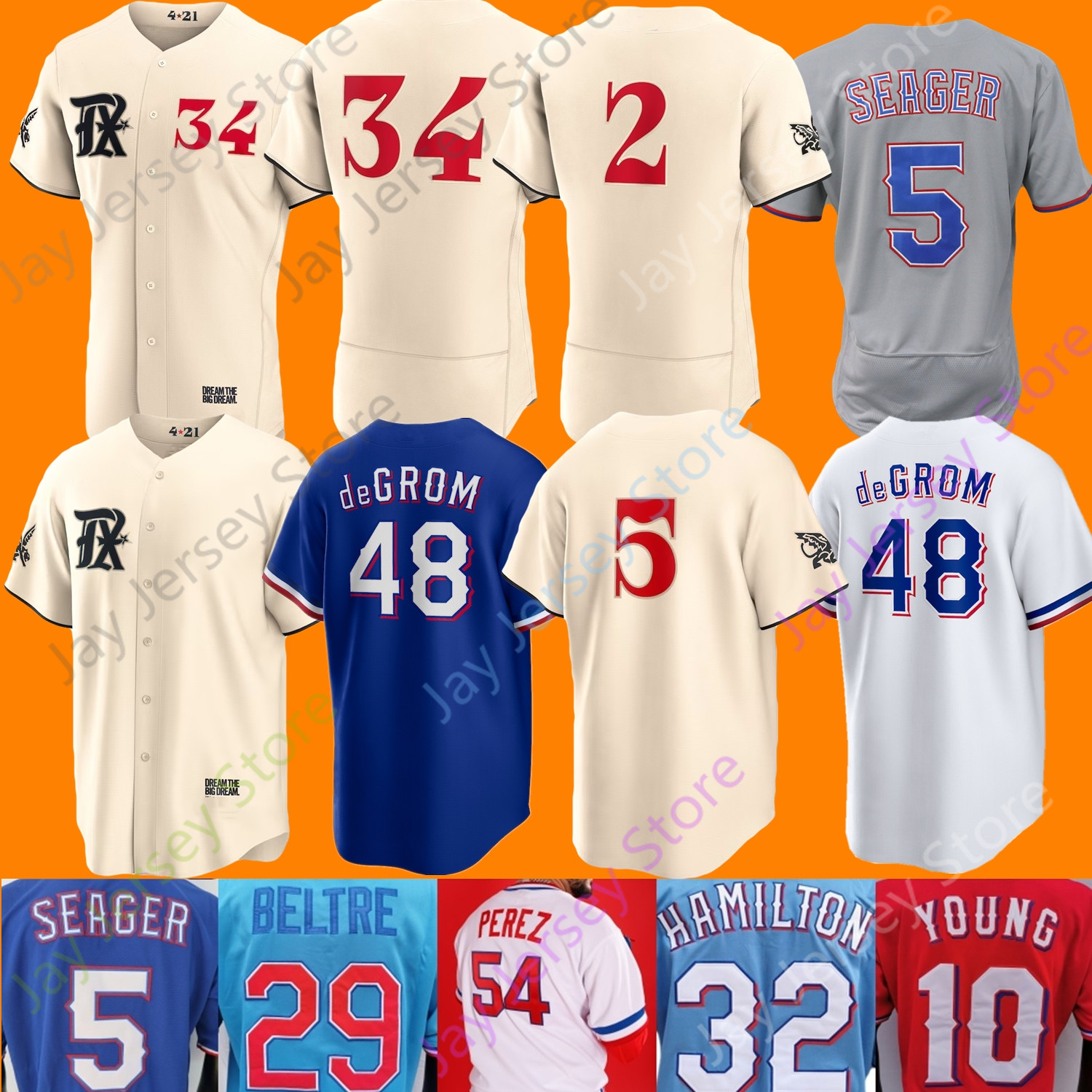 

2023 City Baseball Jersey Corey Seager Jacob deGrom Adolis Garcia Nathan Eovaldi Marcus Semien Martin Perez Nolan Ryan Ivan Rodriguez Beltre Hamilton Young Women, Red fnas