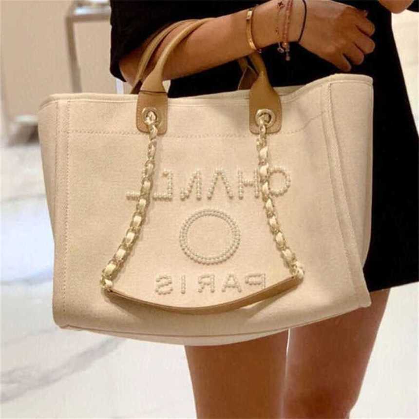 

50% off Luxury Women's Beach Classic Canvas Large Capacity Bag Small Chain Packs Big Shopping Handbags 8MFV, Beige
