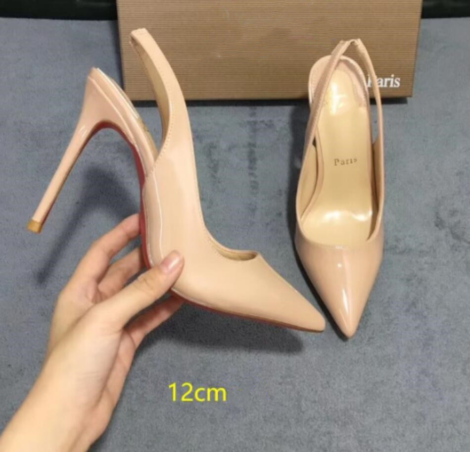 

Dress Shoes Red High Kate Heels Bottom Luxury women Designer Back Patent leather Sandals Pointed toes sole 6 8cm 10cm 12cm available heels Free shipping, Extra protection box or other color