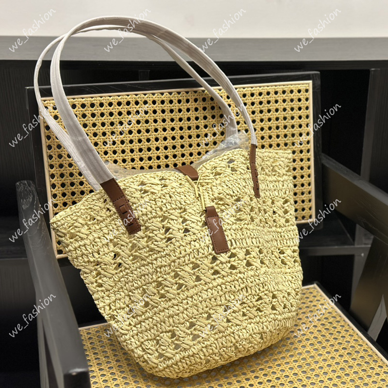 Femmes Raphia Beach Totes Sacs Femmes Nouveau Designer Sacs À Main D'été Shopping Fourre-Tout Paille Lettres Sac À Bandoulière Or Boucle Bourse D