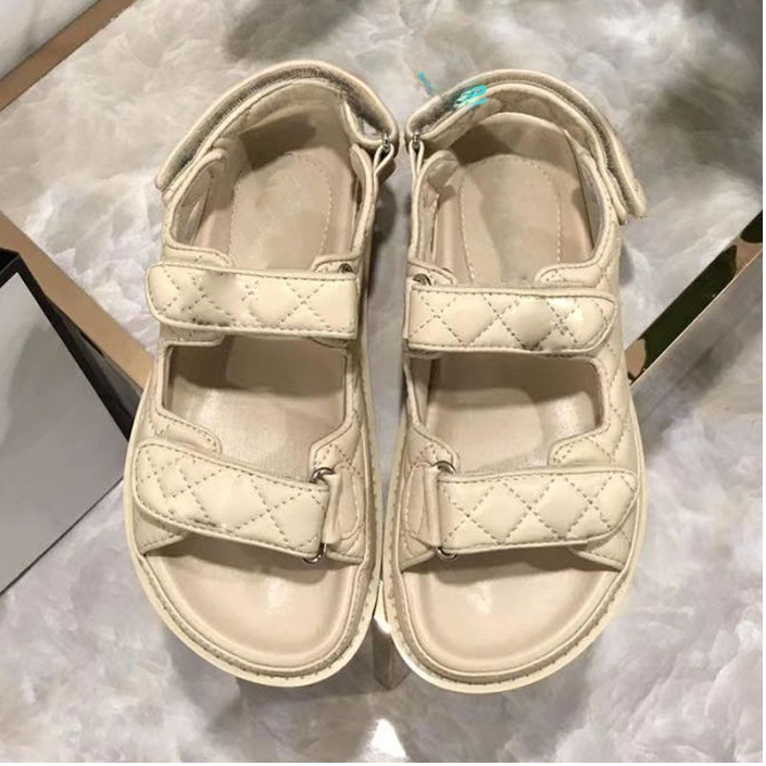 

summer dad sandal famous designer woman sandale femme luxury slippers cream beige womens sliders leather platform sandles sandalias para mujer adjustable strap