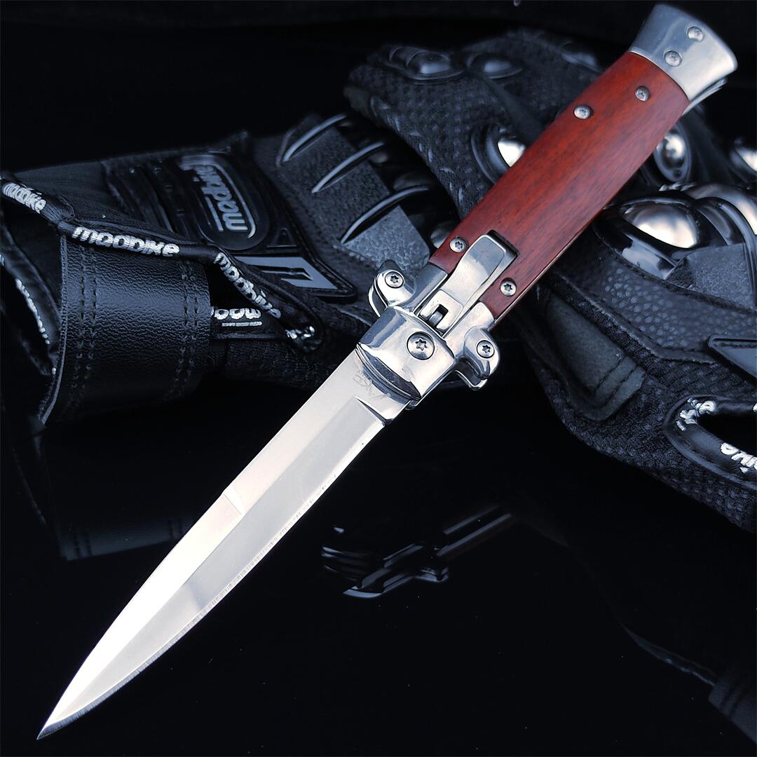 

Italy 9 INCH Collection Mafia godfather knife 440c Tool blade Wooden handle Single action Outdoor Gear Sports camping Survival Pocket Gift Knives Auto Tool 10 11INCH