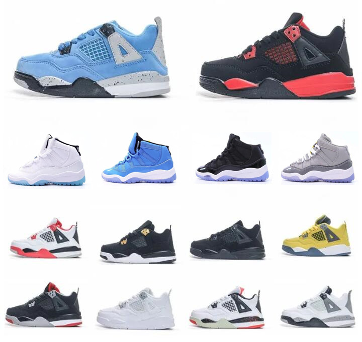 

Jumpman 4s kids shoes boys basketball 4 shoe Children black mid high sneaker Chicago designer Scotts military cat trainers 11 kid youth toddler infants 11s Athletic, 27