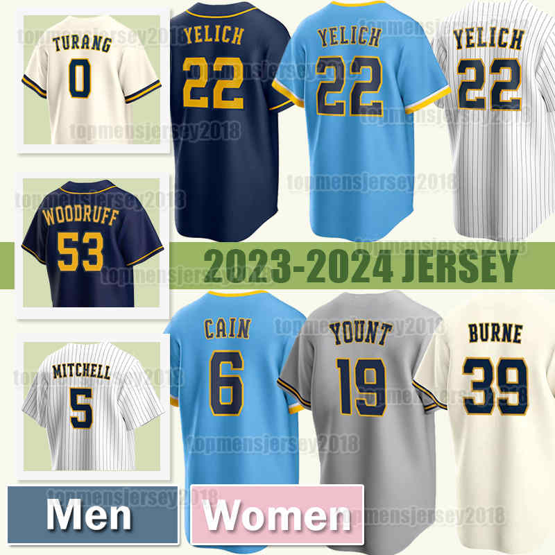 

Christian Yelich Garrett Mitchell Jersey Robin Yount Baseball Milwaukee Brandon Woodruff Lorenzo Cain Brian Anderson Brewers Brice Turang Willy Adames Luis Urias, Men jersey(n j r)