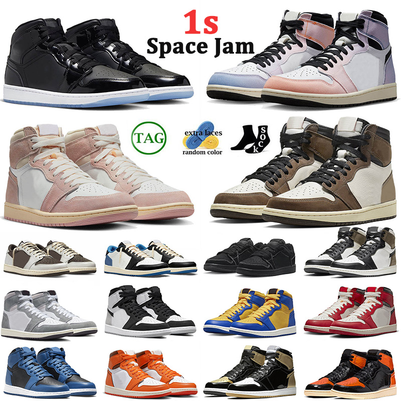 

OG High Travis 1s Men Basketball Shoes J1 Mid Space Jam Jumpman Washed Pink Skyline Unc Mens Women 1 Lost And Found Black White Trainers Sneakers Size 13, 24