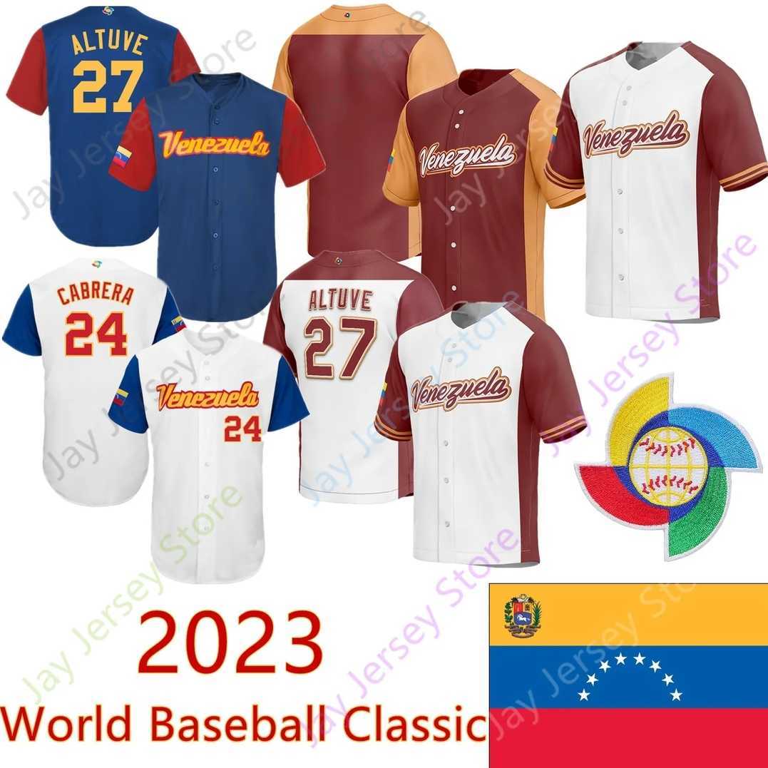 

2023 Team Venezuela Baseball Jersey World Classic Jose Altuve Miguel Cabrera Ronald Acuna Jr. Suarez Arraez Rojas Escobar Gimenez Rengifo Suarez Torres Peralta, Men