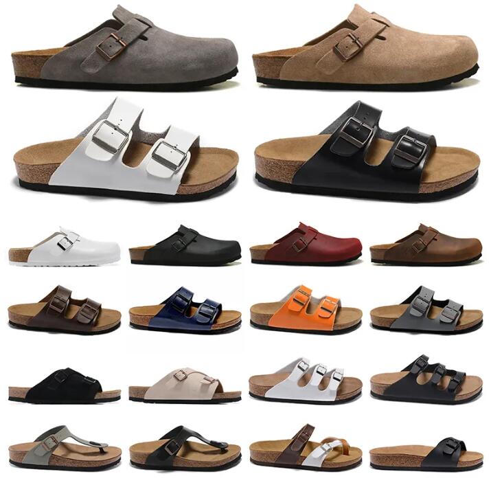 

2023 Boston Slippers Leather Wrapped Head Pull Cork scraps flat sole Designer Slides casual shoes Lovers slider Fashion Luxury Mens Womens Loafer Sandals Clogs 34-46, 16