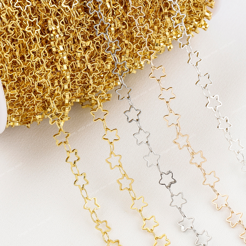 No Fade 1Meter Star Chain Gold Color Chain 5mm Hollow Out Metal Copper Chains for Necklace Jewelry Making Components DIY Jewelry MakingJewelry Findi