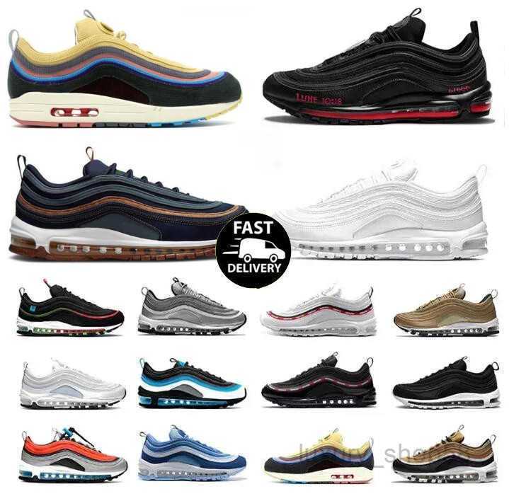 

OG mens womens running shoes max 97 air Triple White Black Silver Bullet airmaxs 97s The Future Persian Violet Red Leopard Bred Reflective Blue Laser men Sneakers, 15