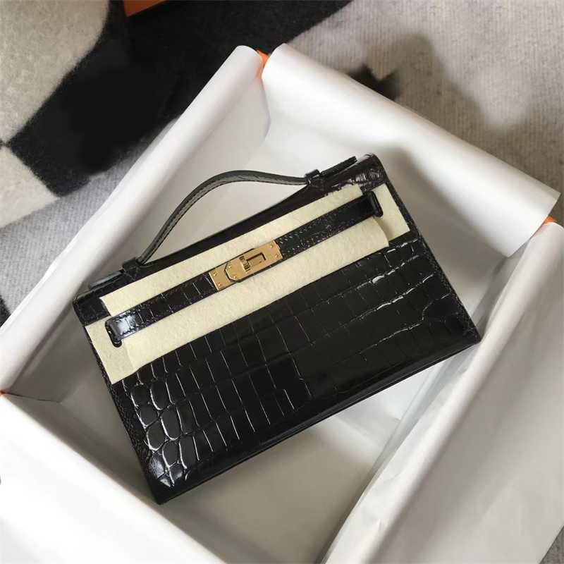 

Storage Kellie Bag Tote Handbag Kellybag Generation Crocodile Pattern High-end Portable Shoulder Messenger Fashion Leather Women's Mini Genuine