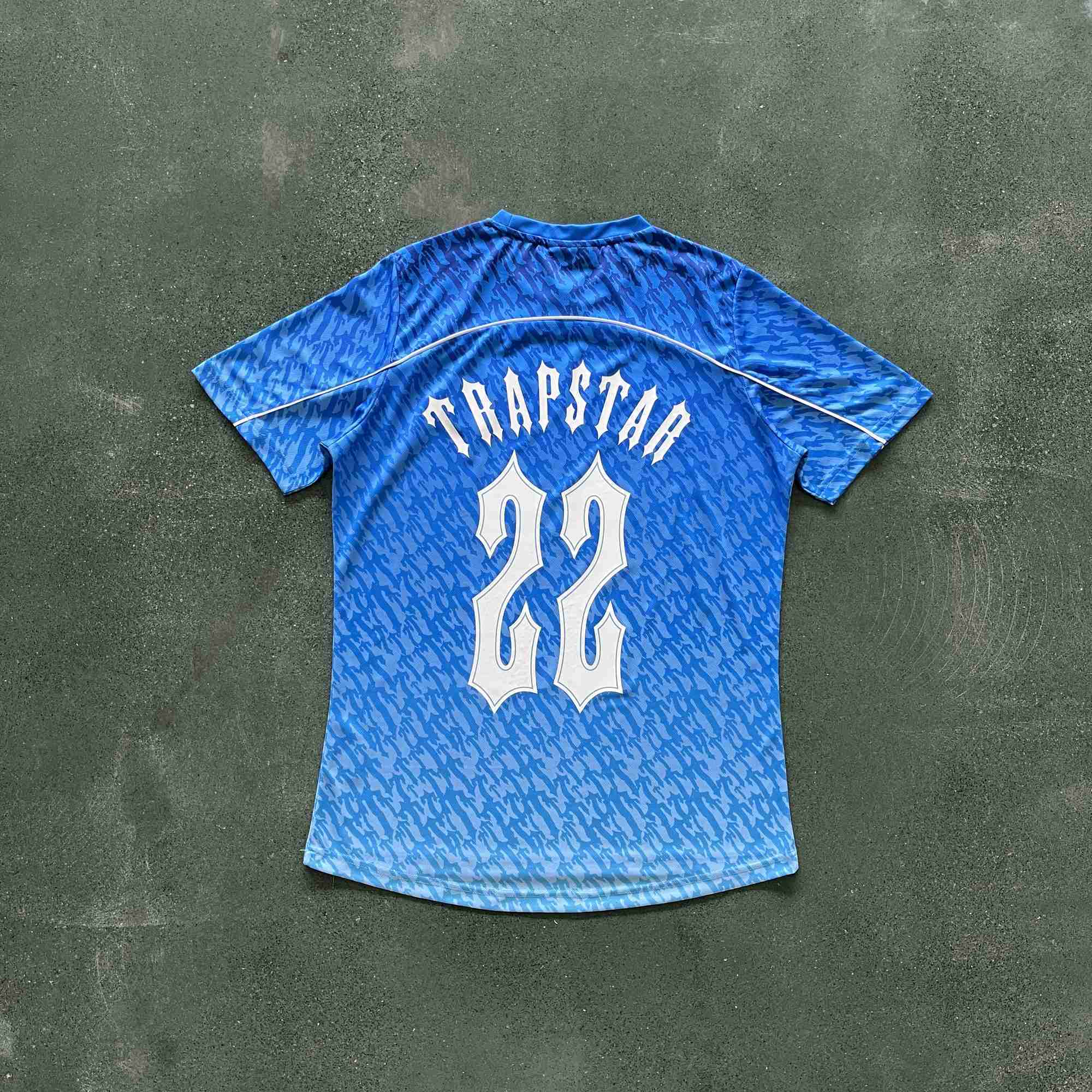 

Designer T shirt football shirt T Black Lime Mens high version sportswear TRAPSTAR Mens summer short, Blue