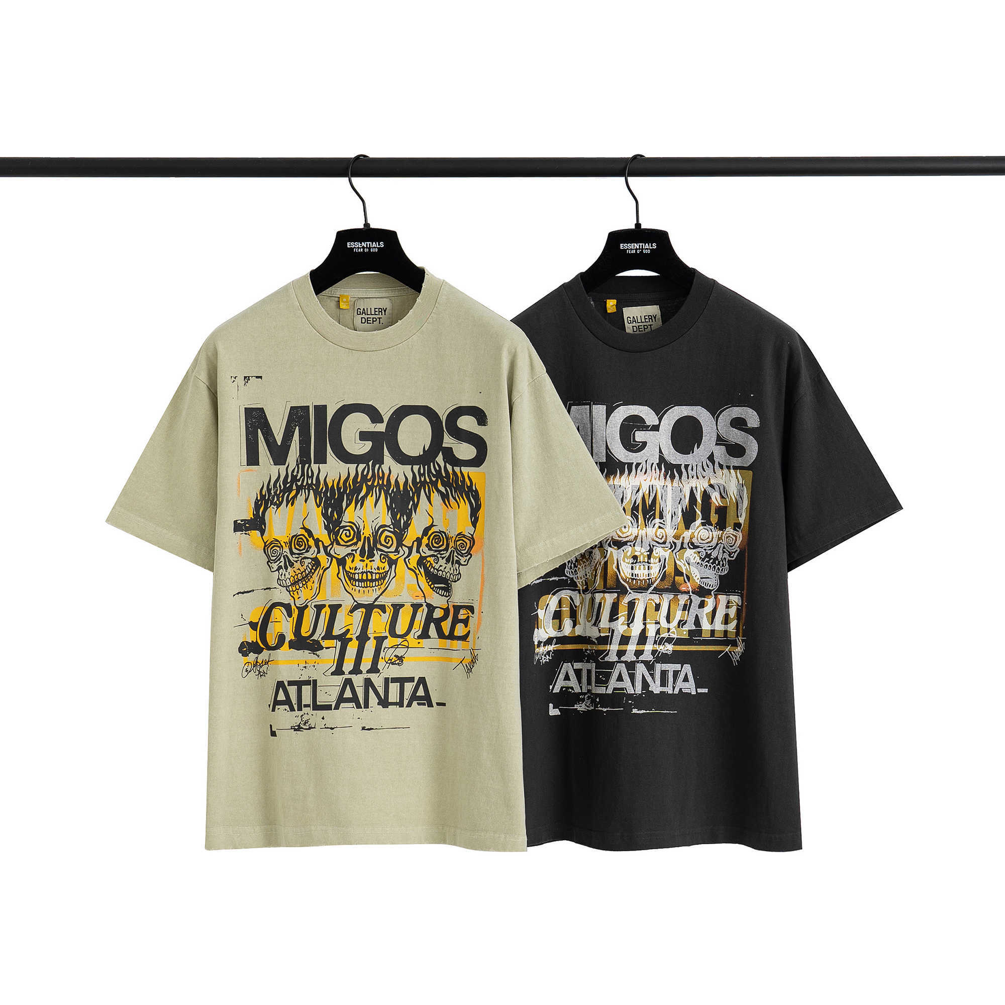 

Fashion Designer Clothing Galleryes Depts Tees Tshirt Migos Rap Group American Trendy High Street Loose Fitting Men's Round Neck Short Sleeved T-shirt Hip hop Tops, Cement migos rap short sleeve