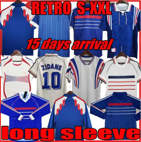 

Francia Maillot de foot retro soccer jerseys 82 84 88 90 96 98 00 02 06 French Vintage football shirt 1982 1984 1988 1990 1996 1998 2000 2002 2006 ZIDANE HENRY long sleeve, 1984 86 home